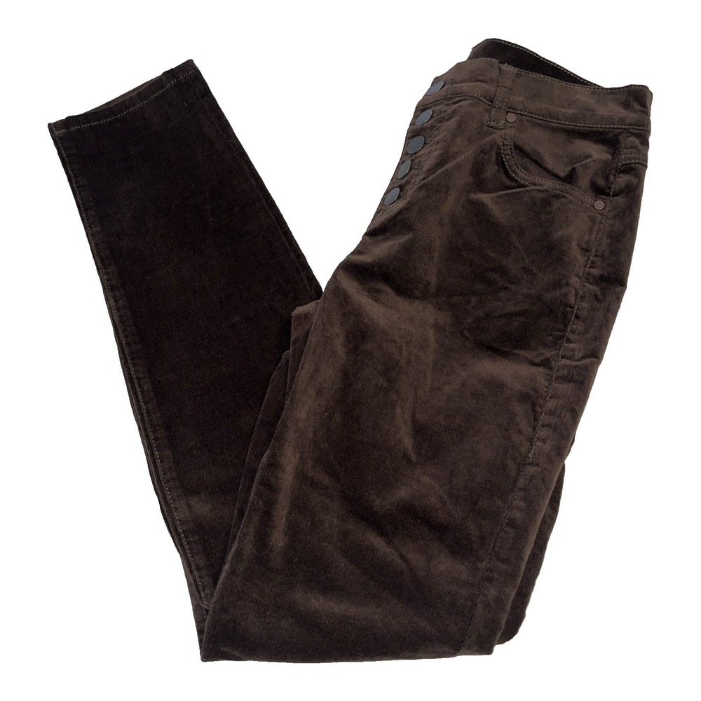 Cabi Button Fly Skinny Brown Corduroy Pants Size 4 Cotton Spandex 4319 Cords